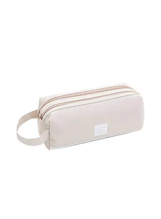 Double Zipper Large Pencil Case Grey 