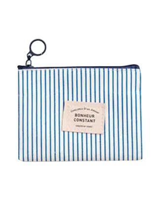 Striped Minimalism Canvas Pencil Case Blue 