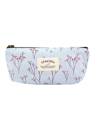 Floral Canvas Pencil Pen Case Blue/Red 