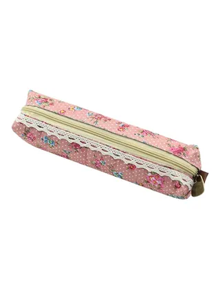 Flower Floral Lace Pencil Pen Case Pink 