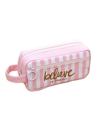 Check Design Pencil Case Pink/White 
