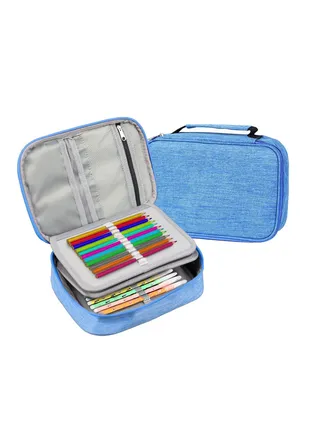 Pencil pouch: Ideal for Students, Artists, and On-the-Go Creatives, Storage for Brushes, Sketching Tools, Spacious Multifunctional Colored and Stationery for Boys and Girls, Big capacity (BLUE) 