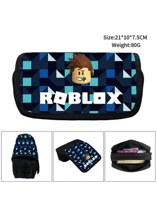 Roblox Game Peripheral Double Layer Flip Pen Bag Polyester Children'S Pencil Case 