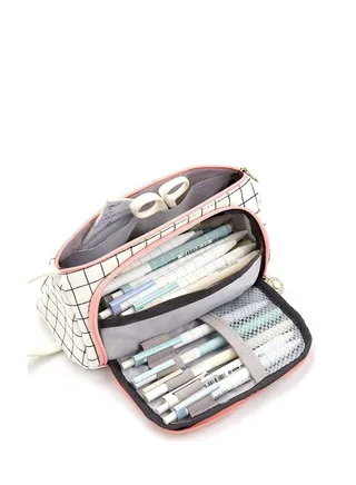 Pencil Case, Big Capacity Storage Bag Pen Pouch Holder Large Storage Stationery Organizer for School Supplies Office Teen Girls College School Boys Adult (White) 
