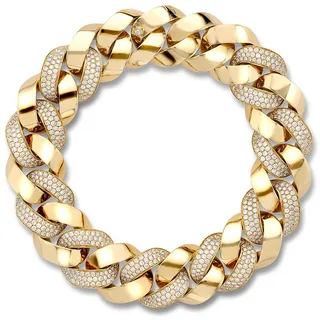 18kt yellow gold diamond Cuba small chain bracelet