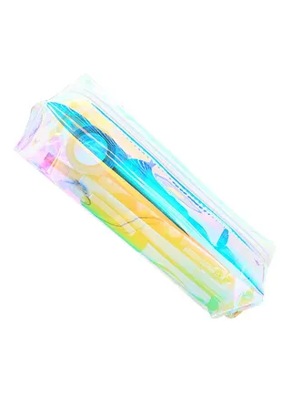 Transparent Glitter Pencil Case Yellow 