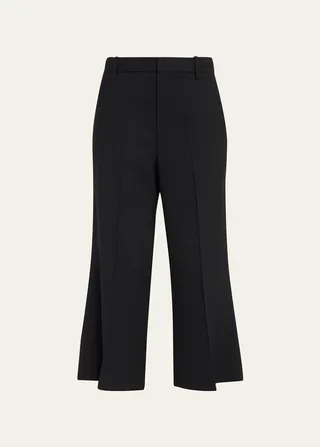 Abstract-Stitch Cropped Flare Trouser Pants