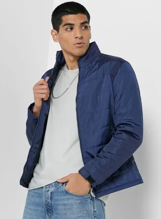 Quilted High Collar Jacket
