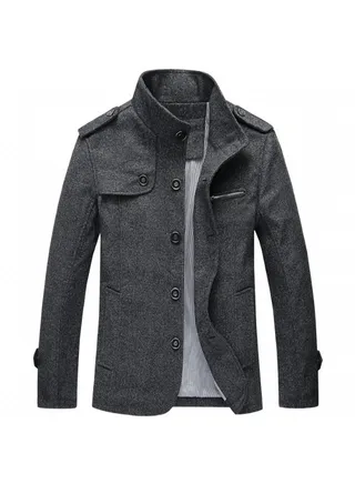 Casual Woollen Overcoat Grey 