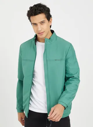 Solid Jacket with Zip Placket 