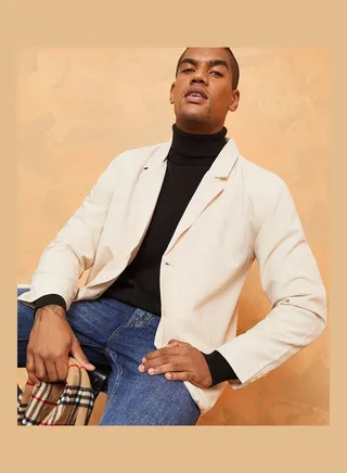 Notch Lapel Oversized Blazer with Buttons 