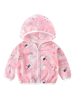 Baby/Kids Print Hooded Sun Protection Jacket, Lightweight Breathable UV Protection 