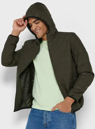 Embossed Hooded Jacket