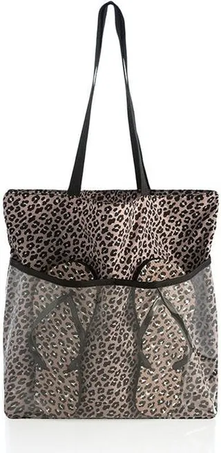 Shiraleah Leopard Tote And Flip-Flop Set - Brown