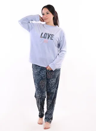 بجامه شتوي قطيفة LOVE 