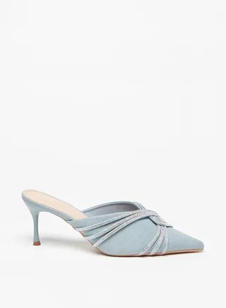 Women's Embellished Slip-On Mules with Stiletto Heels 