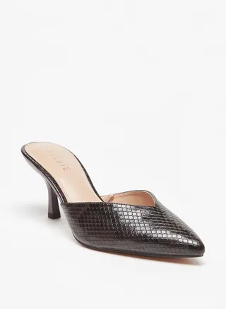 Women'S Textured Slip-On Mules With Stiletto Heels 