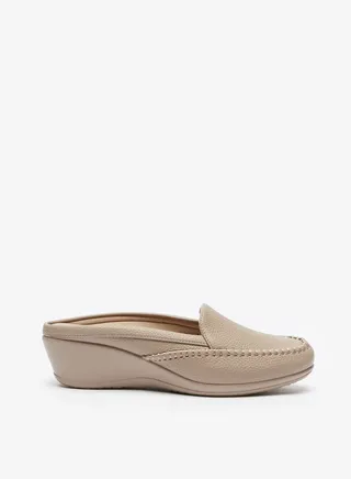 Womens Solid Slip On Mules with Wedge Heels 