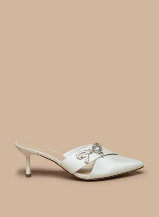 Women's Embellished Slip-on Pumps with Flared Heels 