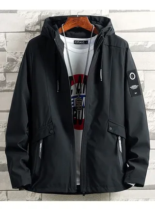 Men's Hooded Coat Jacket Windbreaker Top Plus Size 
