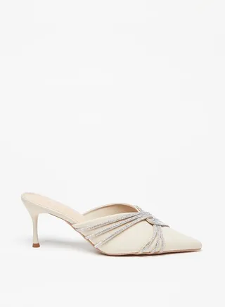 Women's Embellished Slip-On Mules with Stiletto Heels 