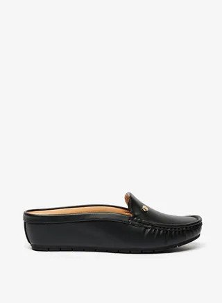 Womens Stud Embellished Wedge Heel Mules 