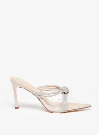 Women's Embellished Mules with Stiletto Heels 
