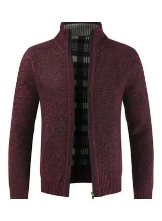 Men's Knitted Cardigan Coat Red 