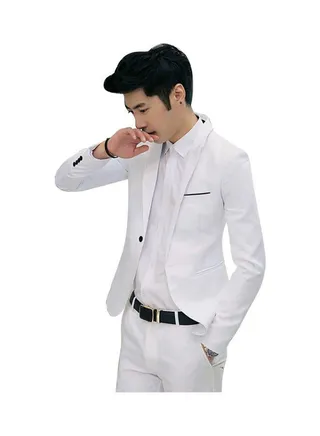 One Button Suit White 