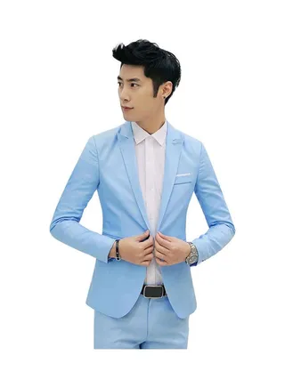 One Button Suit Sky Blue 