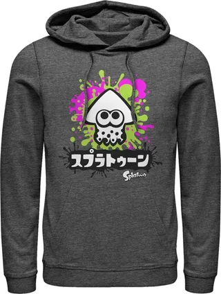 Men's Nintendo Splatoon Inkling Squid Pull Over Hoodie - Charcoal Heather - 2X Large