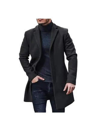Squality  Breasted Long Coat Men Black 