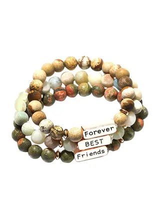 3-Piece Forever Best Friend Breaded Bracelet Set 