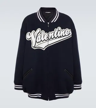 Oversized virgin wool varsity jacket