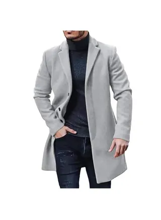 Squality  Breasted Long Coat Men Grey 