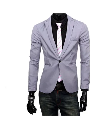 Solid Cotton Blazer Grey 