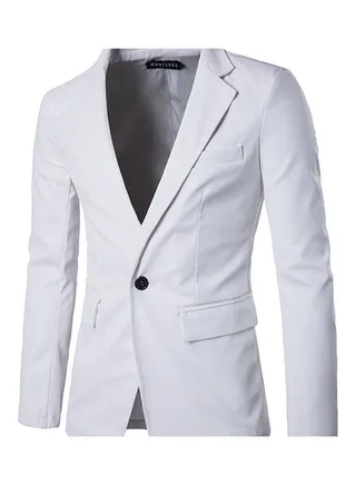 Single Row One Button Coat White 