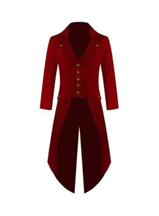 Retro Button Tailcoat Tuxedo Party Red 