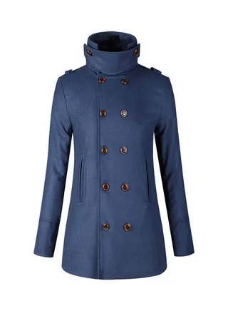 Double Breasted Belted Neck Trench Coat Navy 