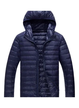 Winter Hooded Zipper Jacket Dark Blue 