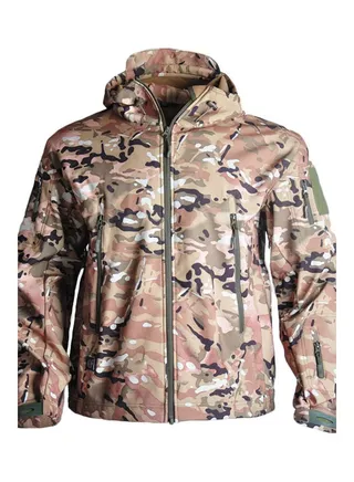 Waterproof Windbreaker Hooded Jacket Camo Orange 