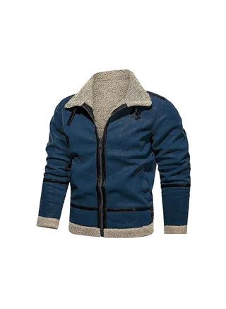 Squality Winter Hooded Thick Coat Men Blue 