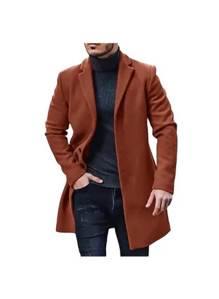 Squality  Breasted Long Coat Men Orange 