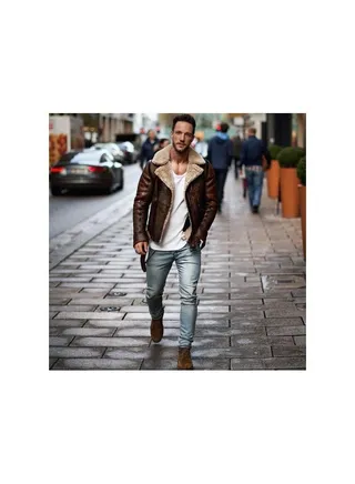 Squality Winter Long Coat Men Brown 