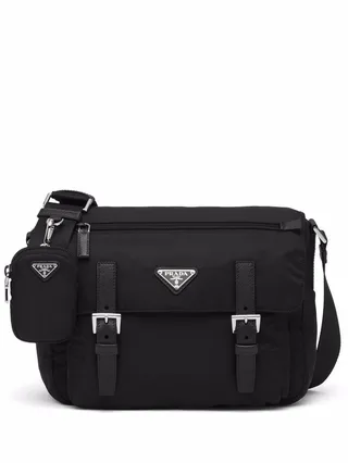 Re-Nylon triangle logo-plaque shoulder bag