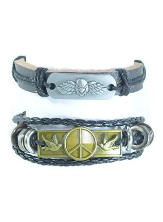 2-Piece Leather Bracelet 