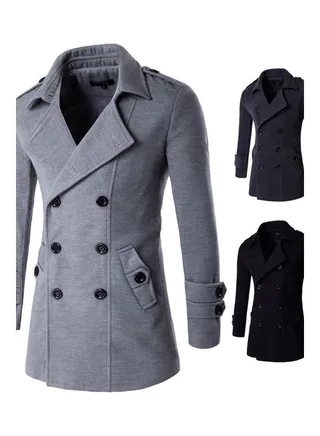 Autumn Winter Casual Overcoat Dark Grey 