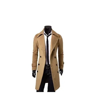 Long Sleeve Double Breasted Trench Coat Khaki 
