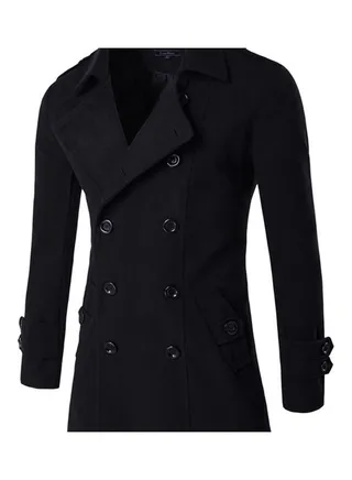 Autumn Winter Casual Overcoat Black 