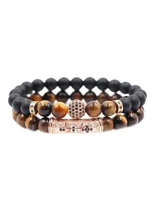2-Piece Elastic Beaded Bracelet 